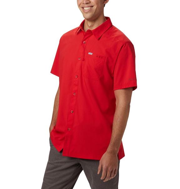 Columbia PFG Slack Tide Shirts Red For Men's NZ50268 New Zealand